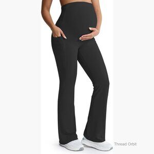 Maternity Flare Leggings Over Belly 29/32/34 Yoga Pants with Pockets